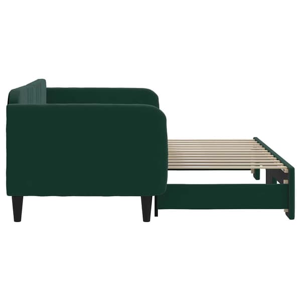 Dagbädd utdragbar mörkgrön 90x200 cm sammet