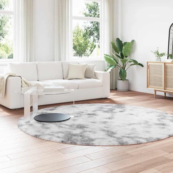 Ryamatta med lång lugg NAVARRA silvergrå 240x240 cm polyester