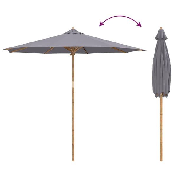 Trädgårdsparasol Mörkgrå Ø 270 x 260 cm Bambu