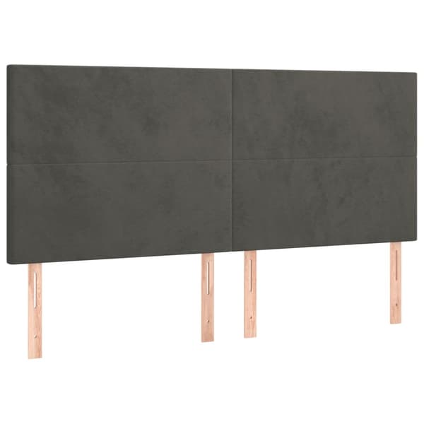 Sänggavel mörkgrå 160x5x118/128 cm sammet
