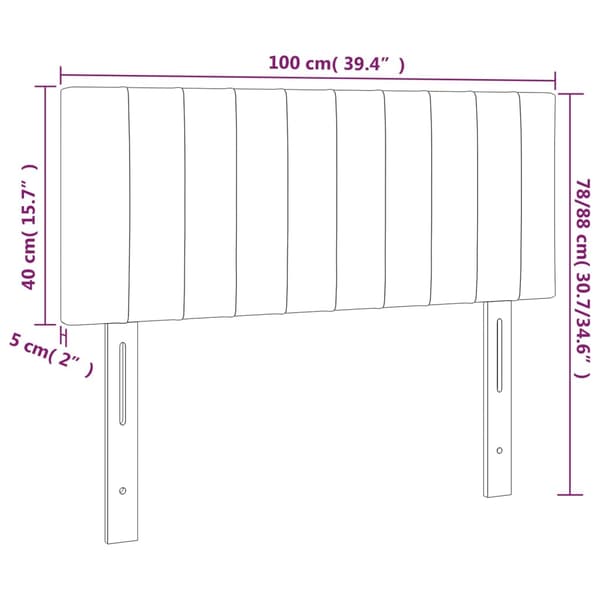 Sänggavel LED rosa 100 x 5 x 78/88 cm sammet
