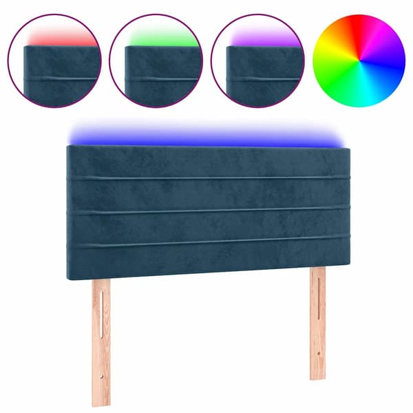 Sänggavel LED mörkblå 90x5x78/88 cm sammet