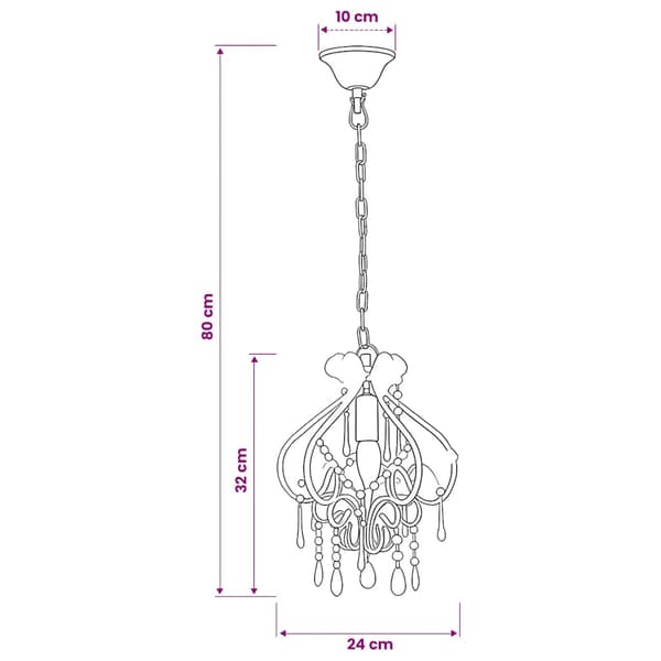 Taklampa med pärlor silver rund E14