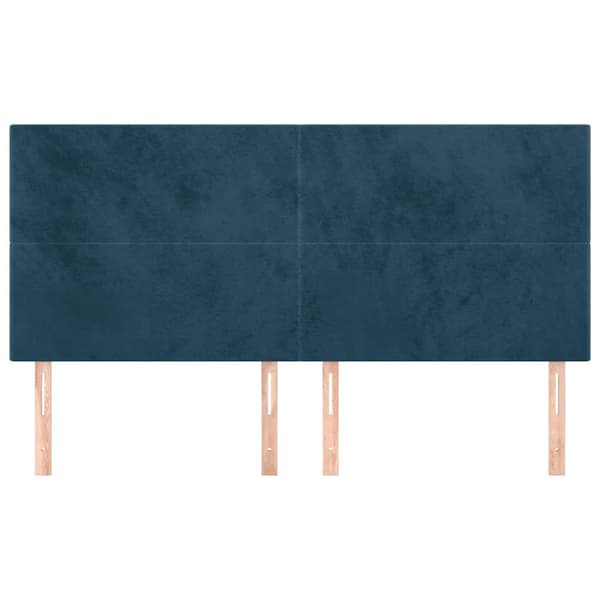 Sänggavel mörkblå 200x5x118/128 cm sammet