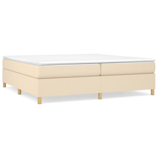Boxspring-sängram gräddvit 200x200 cm tyg