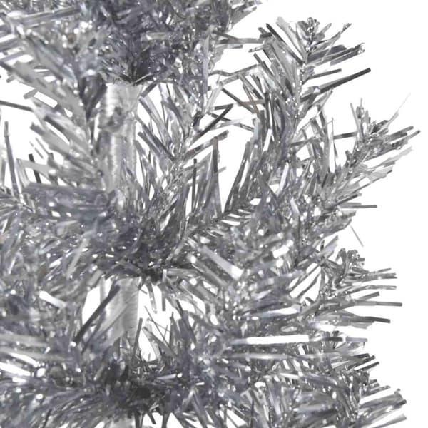 Smal halv plastgran med stativ silver 240 cm