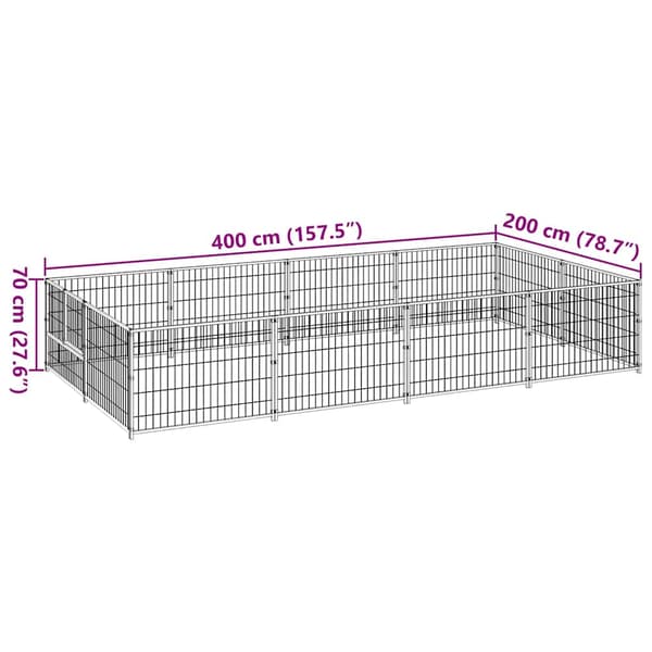 Hundgård svart 8 m² stål