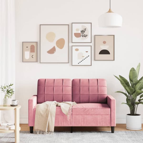 Soffa 2-sits rosa 120 cm sammet