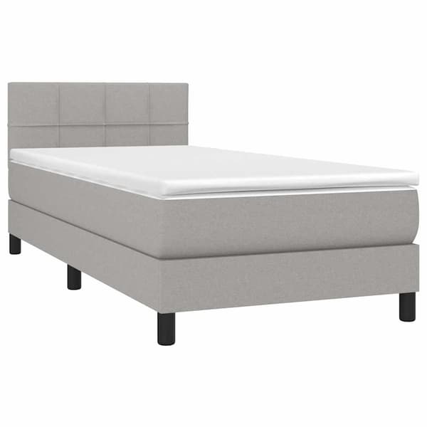 Ramsäng med madrass ljusgrå 80x200 cm tyg