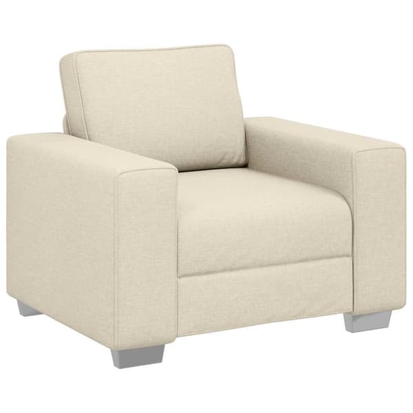 Soffstol Beige 100 cm Linnenblandad tyg