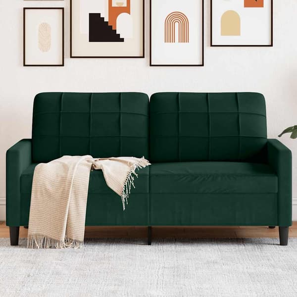 Soffa 2-sits mörkgrön 140 cm sammet
