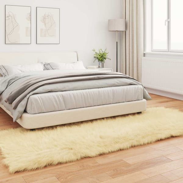 Fuskfäll matta TAFALLA Gräddvit 80 x 250 cm Polyester