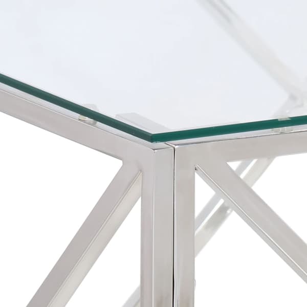 Soffbord silver rostfritt stål och härdat glas