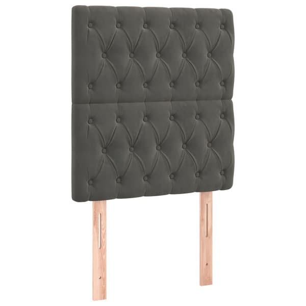 Sänggavel LED mörkgrå 80x7x118/128 cm sammet