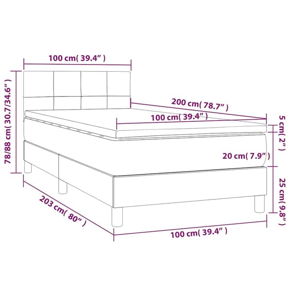 Ramsäng med madrass mörkblå 100x200 cm sammet