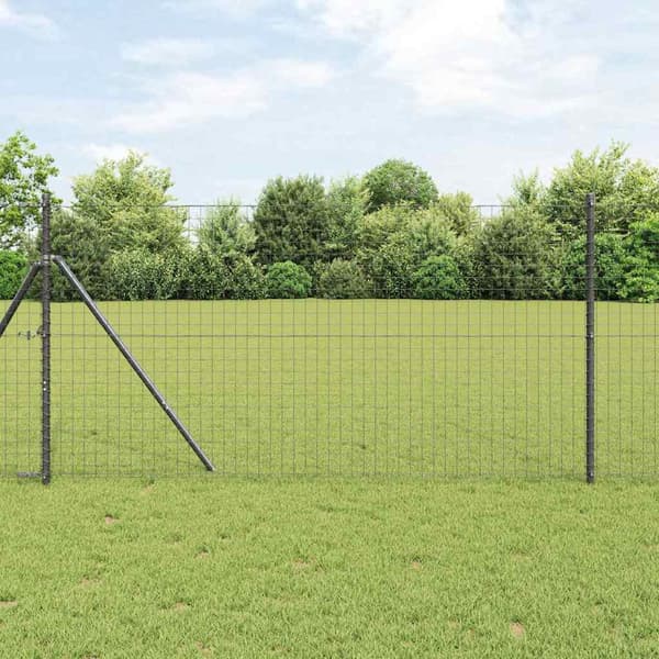 Inbäddad staketpost 7 pcs Grå Pulverlackerat stål