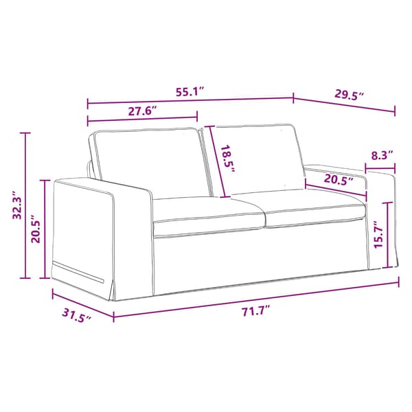 Soffa Mörkgrå 182 x 80 x 82 cm tyg