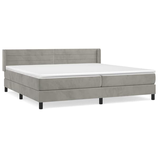 Ramsäng med madrass ljusgrå 200x200 cm sammet