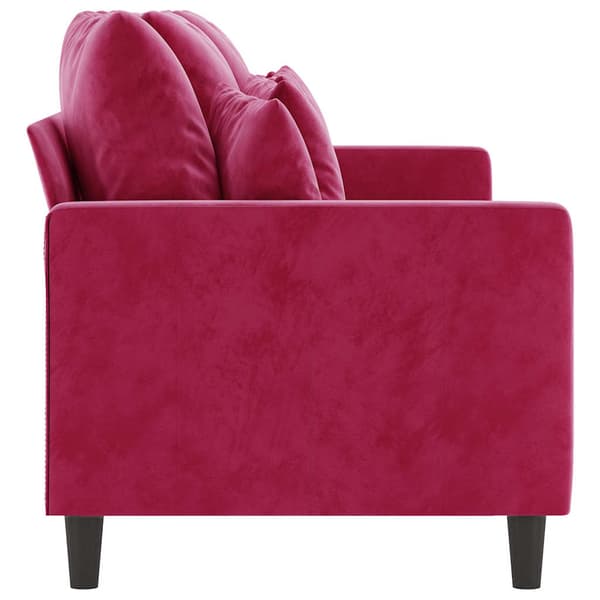 3-sitssoffa vinröd 180 cm sammet