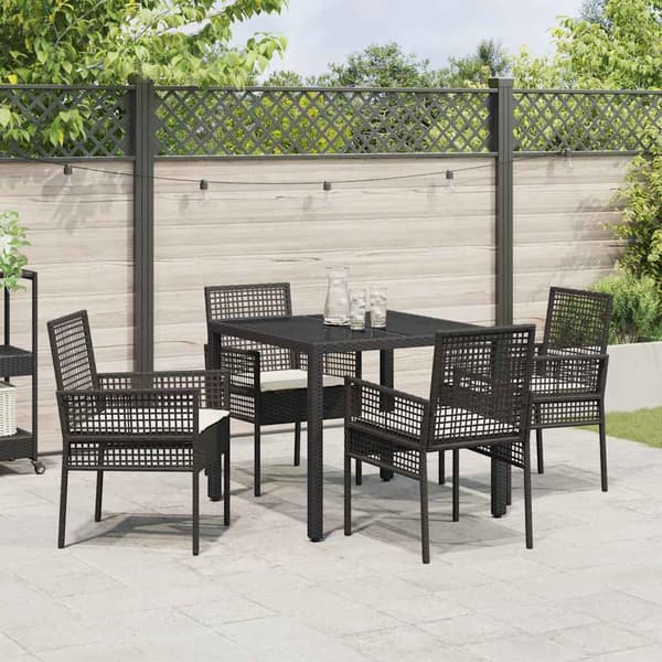 Trädgårdsmöbelset 5 pcs Svart konstrotting