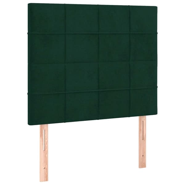 Ramsäng med madrass & LED mörkgrön 100x200 cm sammet
