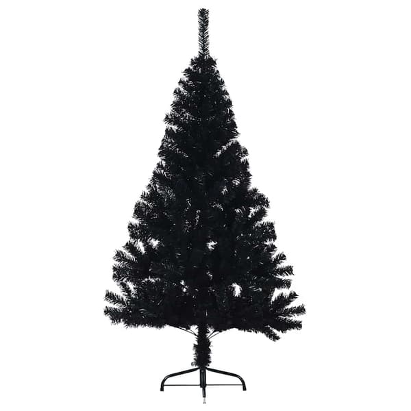 Halv plastgran med stativ svart 120 cm PVC