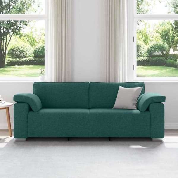 3-Sits soffa Mörkgrön 220 cm tyg