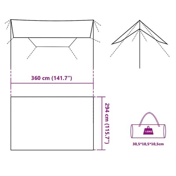 Tarp grön 360x294 cm vattentät