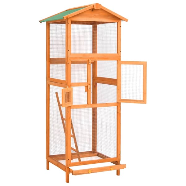 Fågelbur 68x62x166 cm massivt granträ