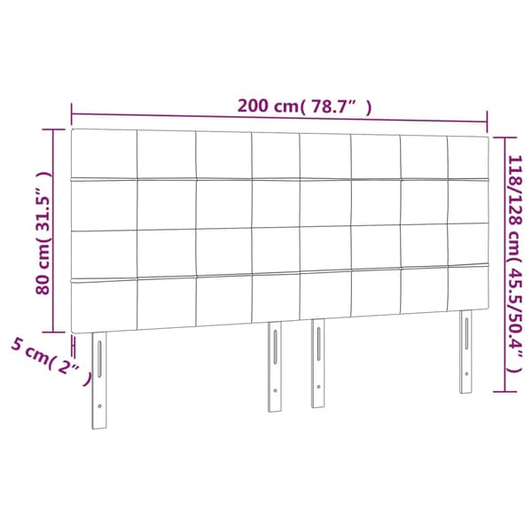 Sänggavel rosa 200x5x118/128 cm sammet
