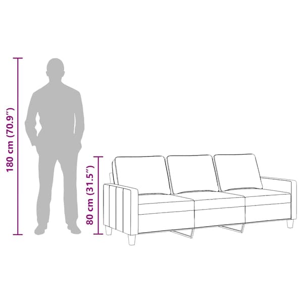 3-sitssoffa taupe 180 cm tyg