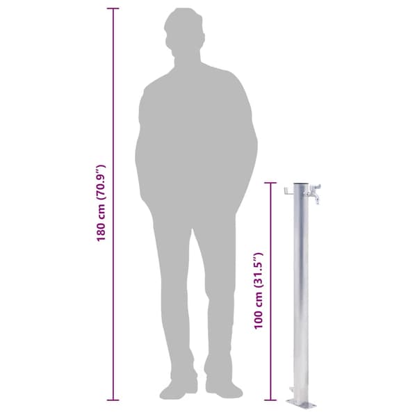 Vattenpost 100 cm rostfritt stål rund