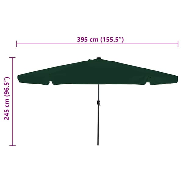 Trädgårdsparasol Grön 395 x 395 x 245 cm Polyester