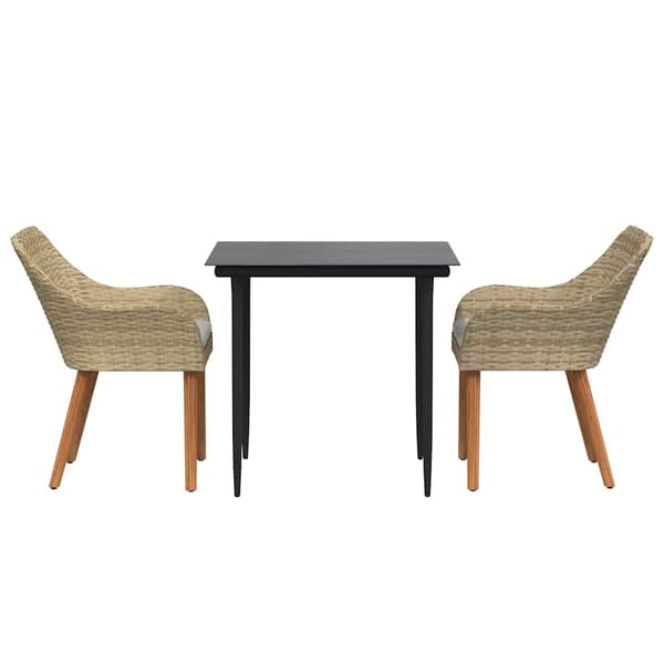 Trädgårdsmöbelset med kudde 3 pcs Beige konstrotting