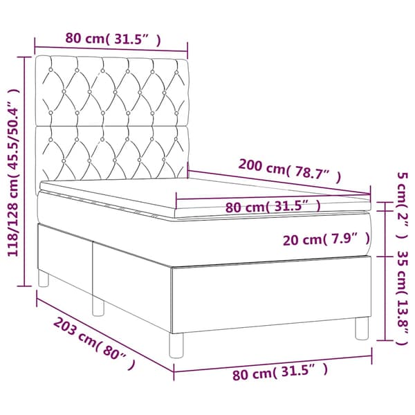 Ramsäng med madrass mörkgrön 80x200 cm sammet