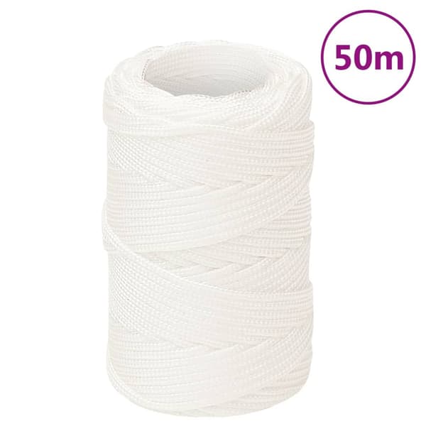 Båtlina helvit 2 mm 50 m polypropylen