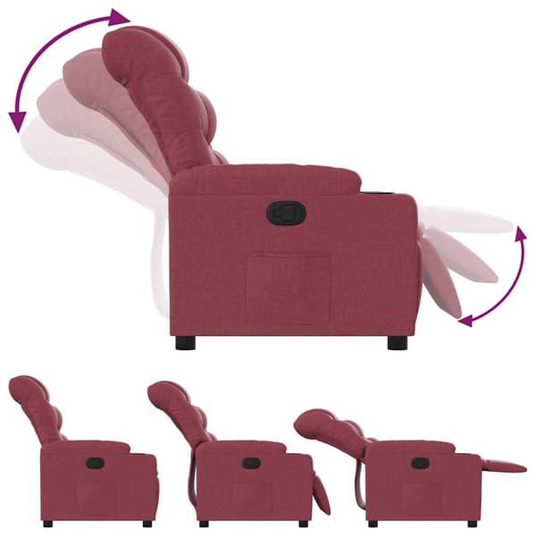 Reclinerfåtölj vinröd tyg