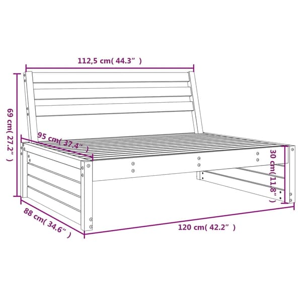 Mittensoffa 120x80 cm massivt douglasträ