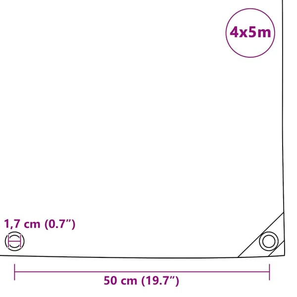 Presenning 650 g/m² 4x5 m grå