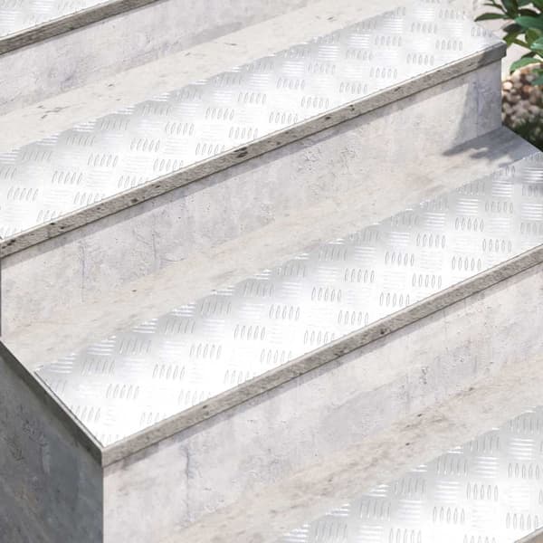 Trappsteg Rektangulär 4 pcs Silver 100 x 20 cm Aluminium