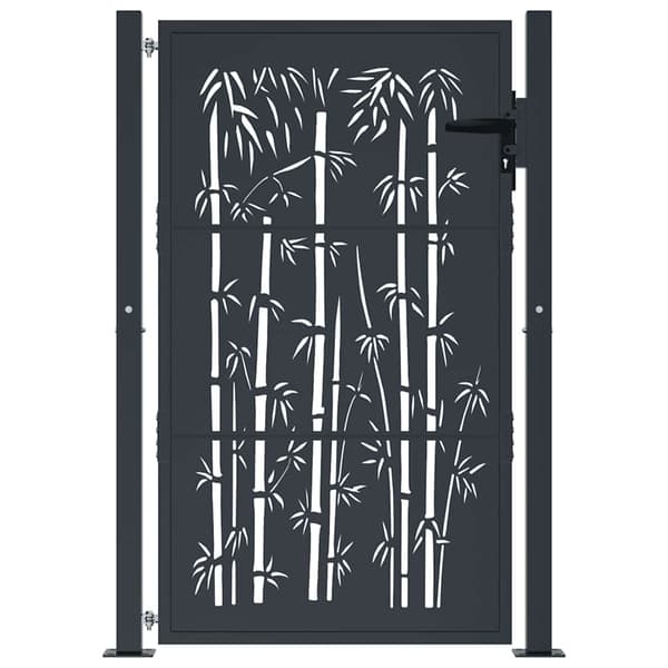 Trädgårdsgrind antracit 100x150 cm stål bambu design
