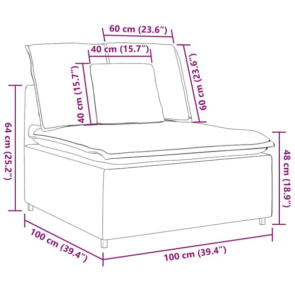 Modulär mittmodul för soffa med kuddar taupe 100 cm