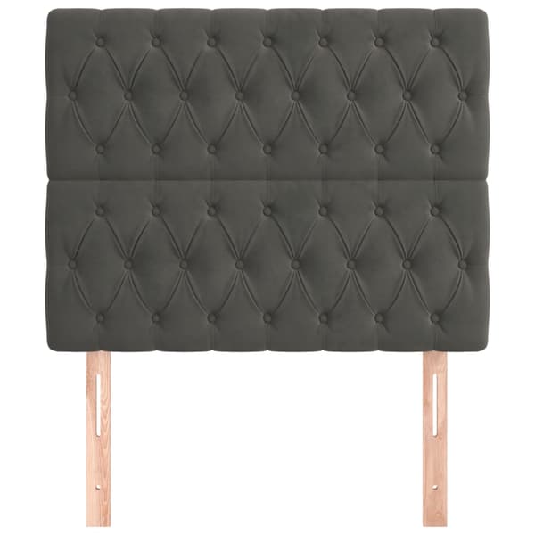 Sänggavel mörkgrå 90x7x118/128 cm sammet