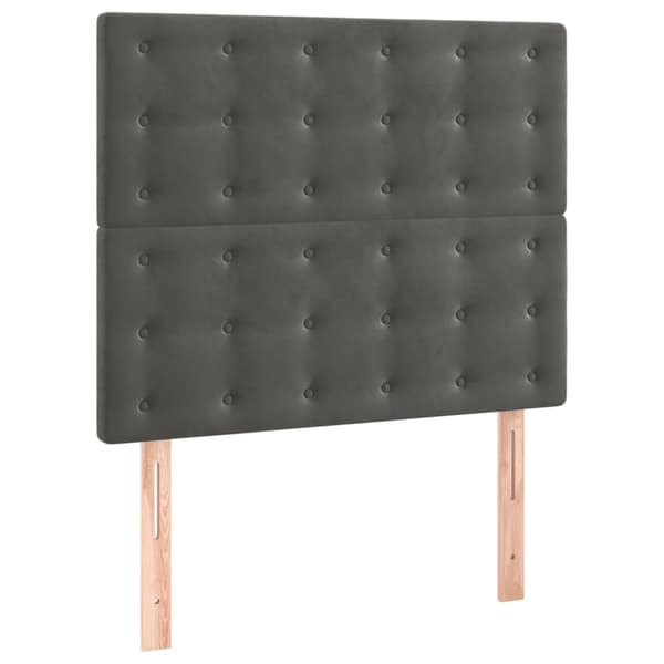 Sänggavel mörkgrå 100x5x118/128 cm sammet