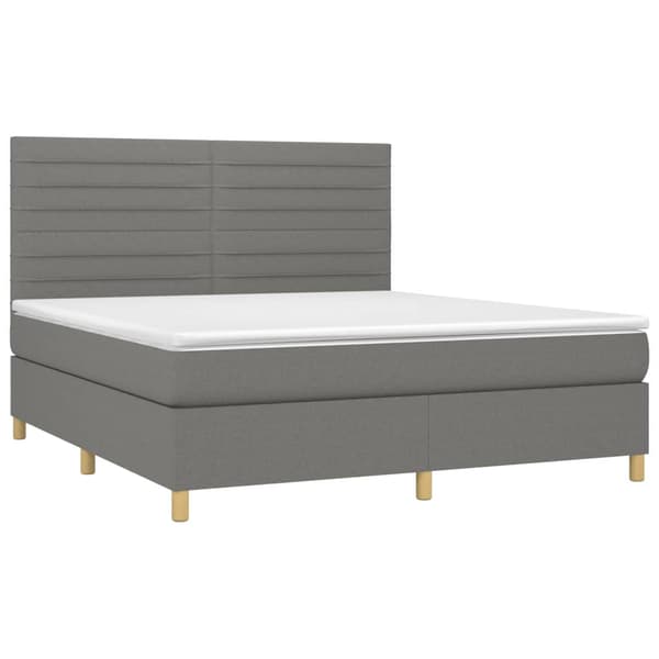 Ramsäng med madrass mörkgrå 160x200 cm tyg