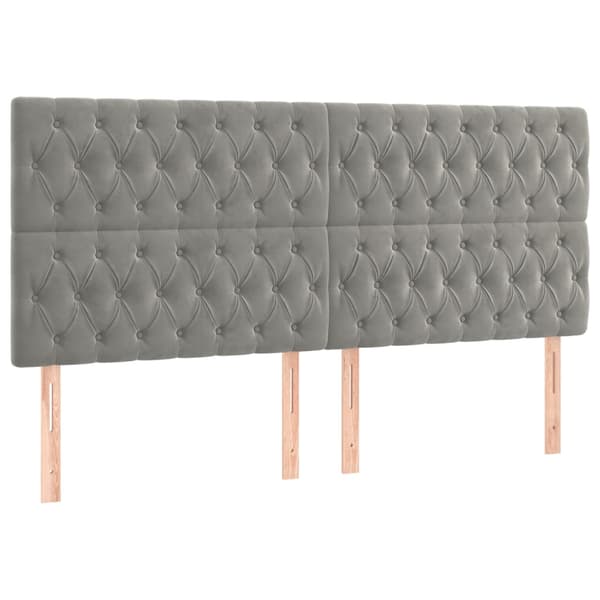Ramsäng med madrass ljusgrå 200x200 cm sammet