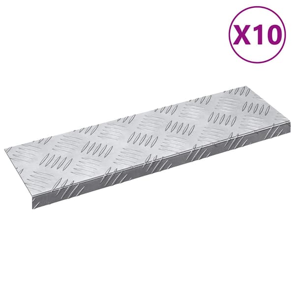 Trappsteg Rektangulär 10 pcs Silver 60 x 18 x 2,5 cm Aluminium