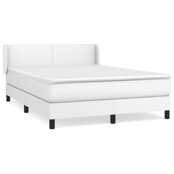 Ramsäng med madrass vit 140x190 cm konstläder