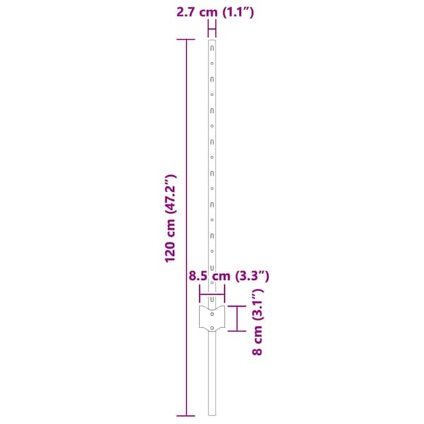 Stängselstolpe 5 pcs Silver 80 cm Stål