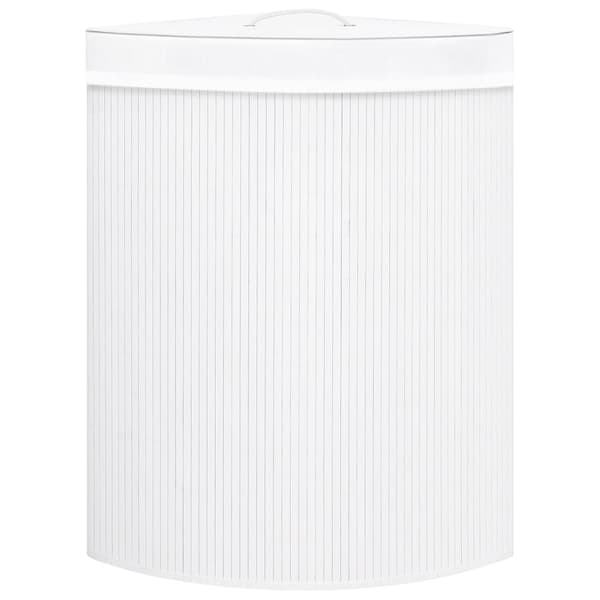 Tvättkorg för hörn bambu vit 60 L
